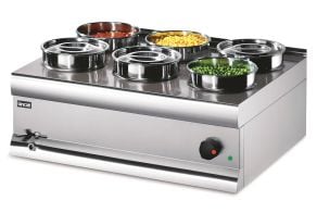 Lincat Silverlink 600 Electric Counter-top Bain Marie - Wet Heat - Round Pots - Base + 6 Pots - W 750 mm - 2.0 kW