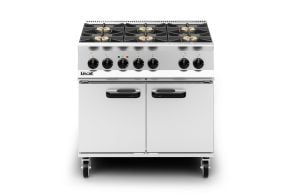 Lincat Opus 800 Dual Fuel [Natural Gas] Free-standing Oven Range - 6 Burners - W 900 mm - 45.0 kW