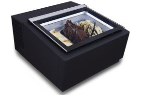 COUNTERTOP MODEL ICE CREAM DISPLAY BLACK  OPENS ON THE CUSTOMER SIDE